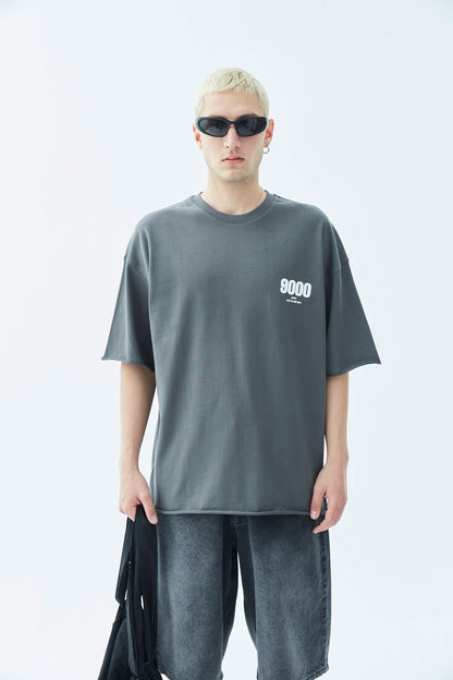 9000 Baskılı Oversize Tişört -Ekru