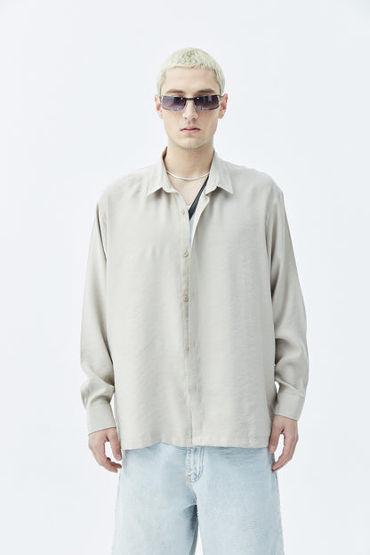 Basic Oversize Uzun Kollu Modal Karışımlı Gömlek