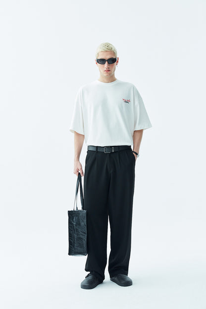Baskılı Oversize Tişört-Açık Gri