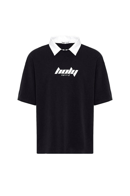 Polo Yaka Oversize Baskılı Tişört