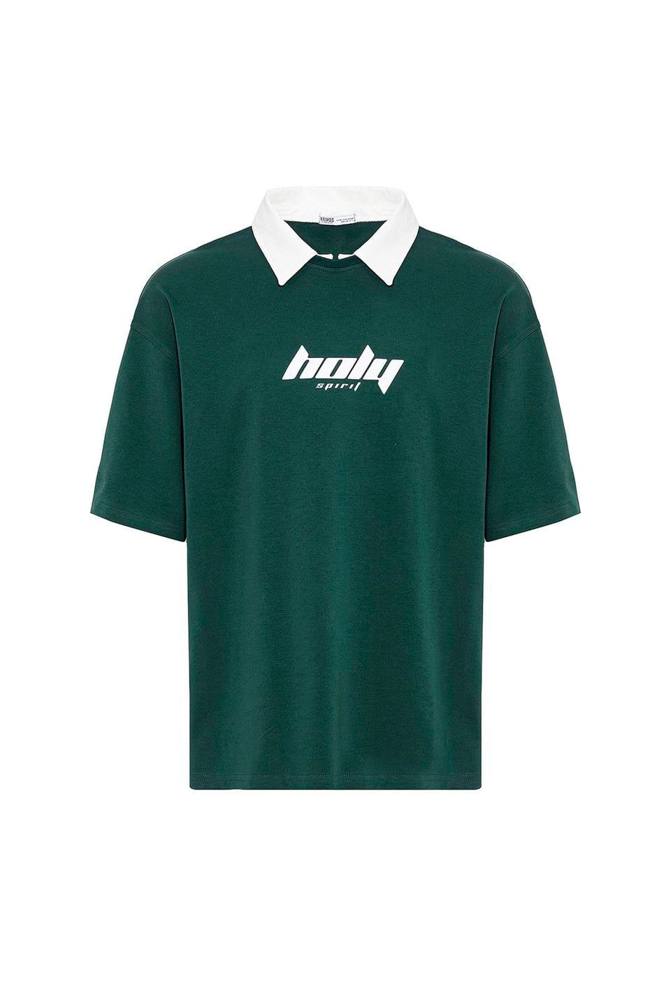 Polo Yaka Oversize Baskılı Tişört