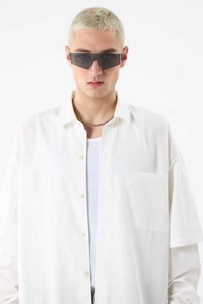 Oversize Çift Kol Detaylı Uzun Kol Gömlek
