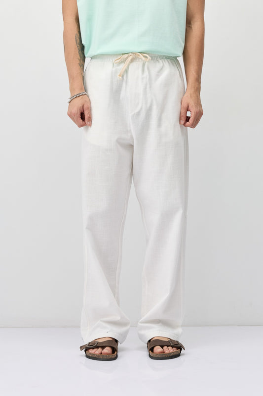 Bağcıklı Baggy Fit Keten Pantolon