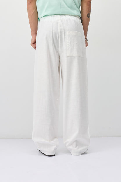 Bağcıklı Baggy Fit Keten Pantolon