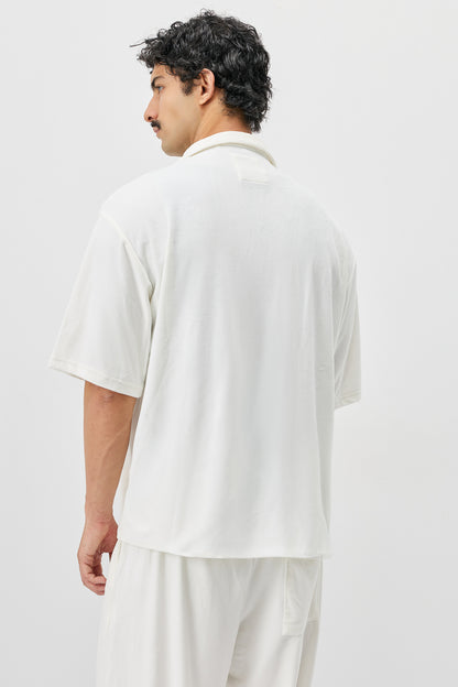 Süet Dokulu Kısa Kollu Oversize Gömlek