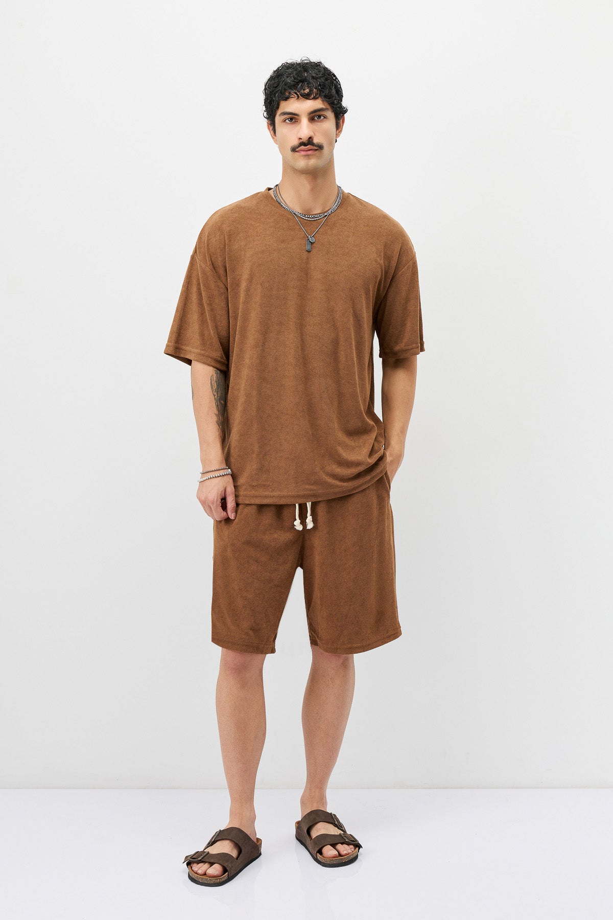 Süet Dokulu Basic Oversize Tişört