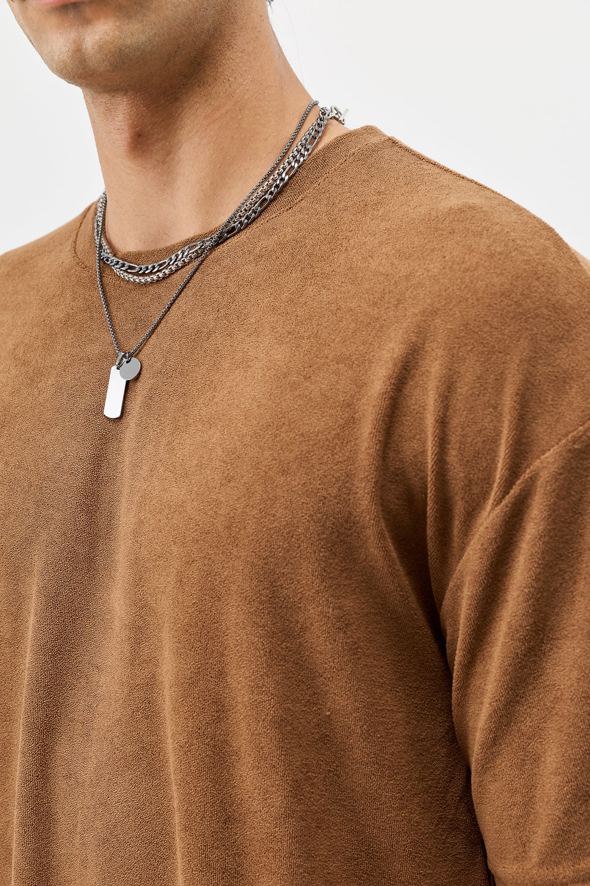 Süet Dokulu Basic Oversize Tişört