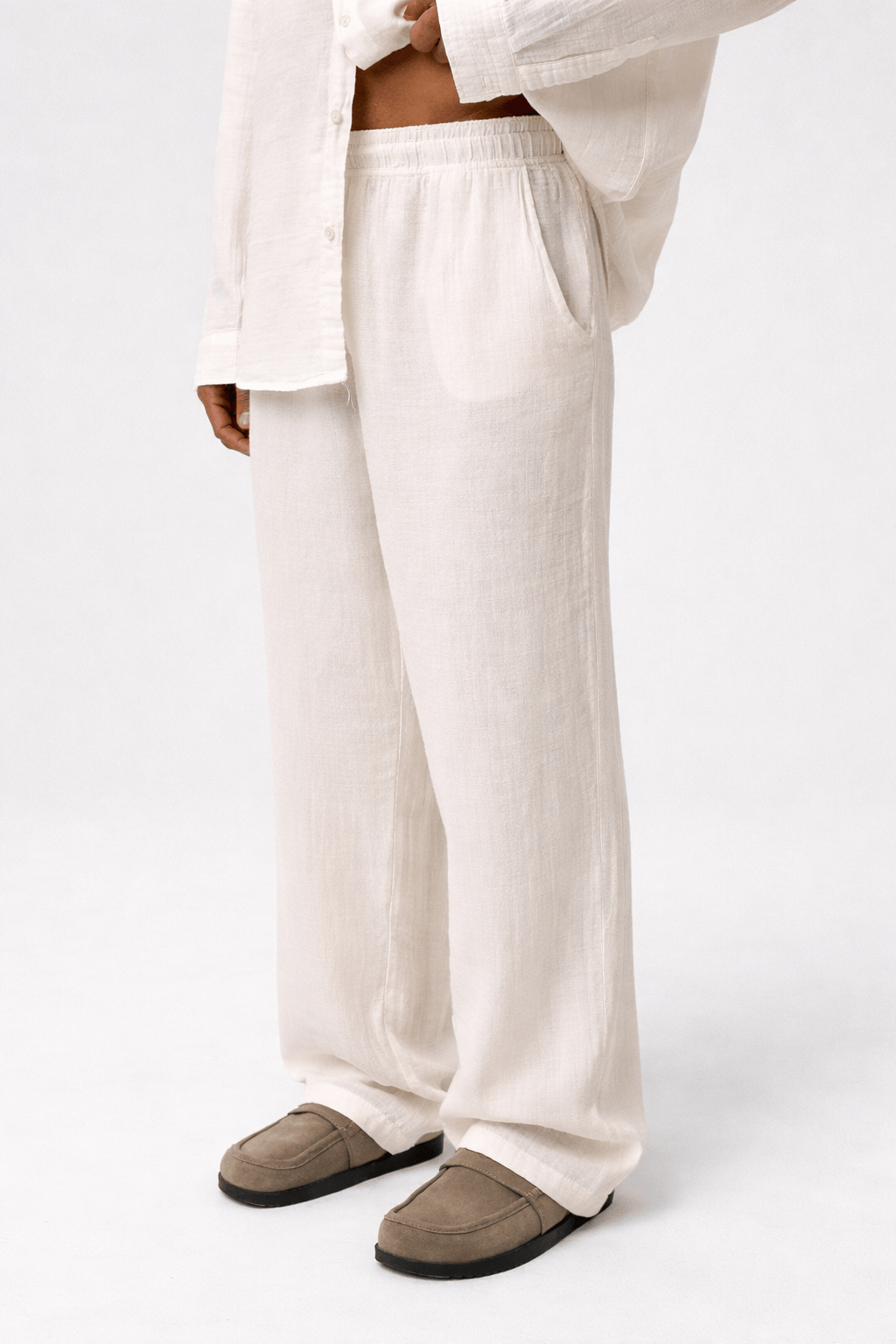 Baggy Fit Müslin Keten Pantolon