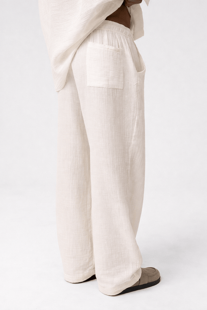 Baggy Fit Müslin Keten Pantolon