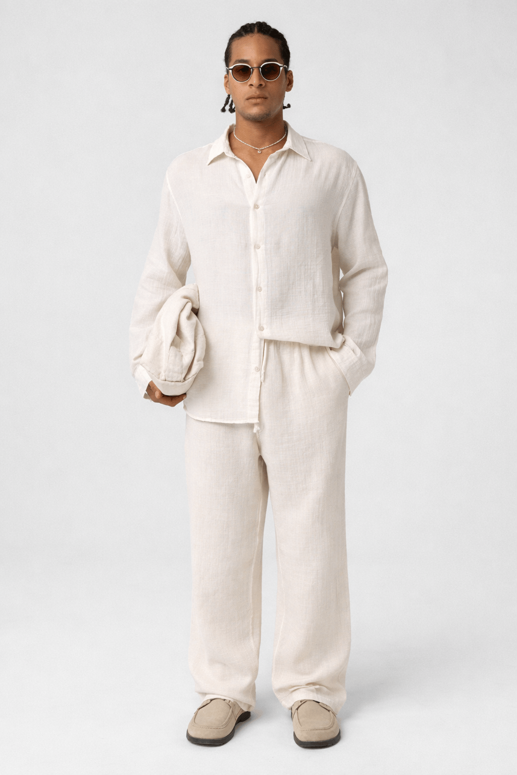 Baggy Fit Müslin Keten Pantolon