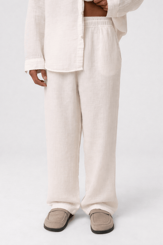 Baggy Fit Müslin Keten Pantolon