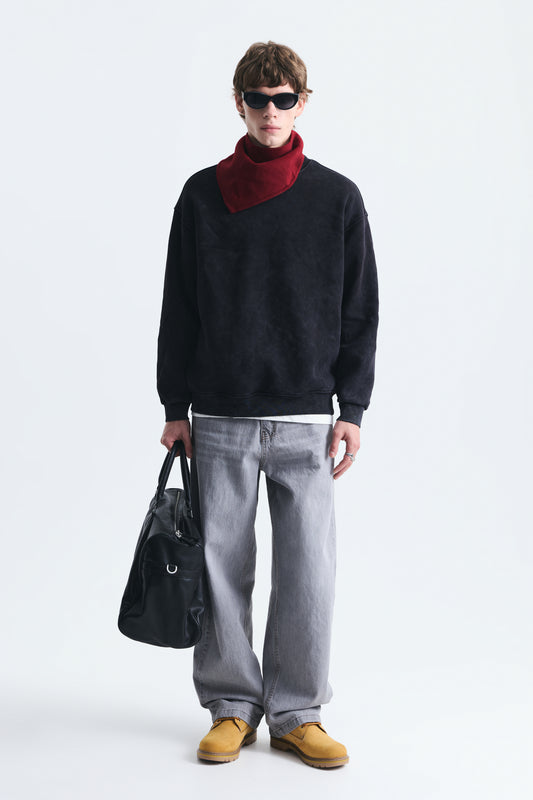 Basic Oversize Yıkamalı Sweatshirt