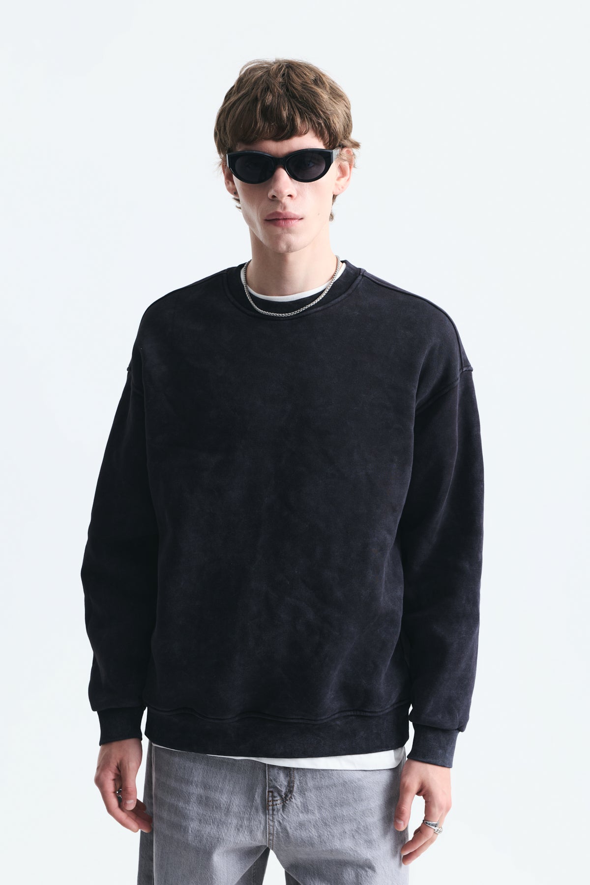 Basic Oversize Yıkamalı Sweatshirt