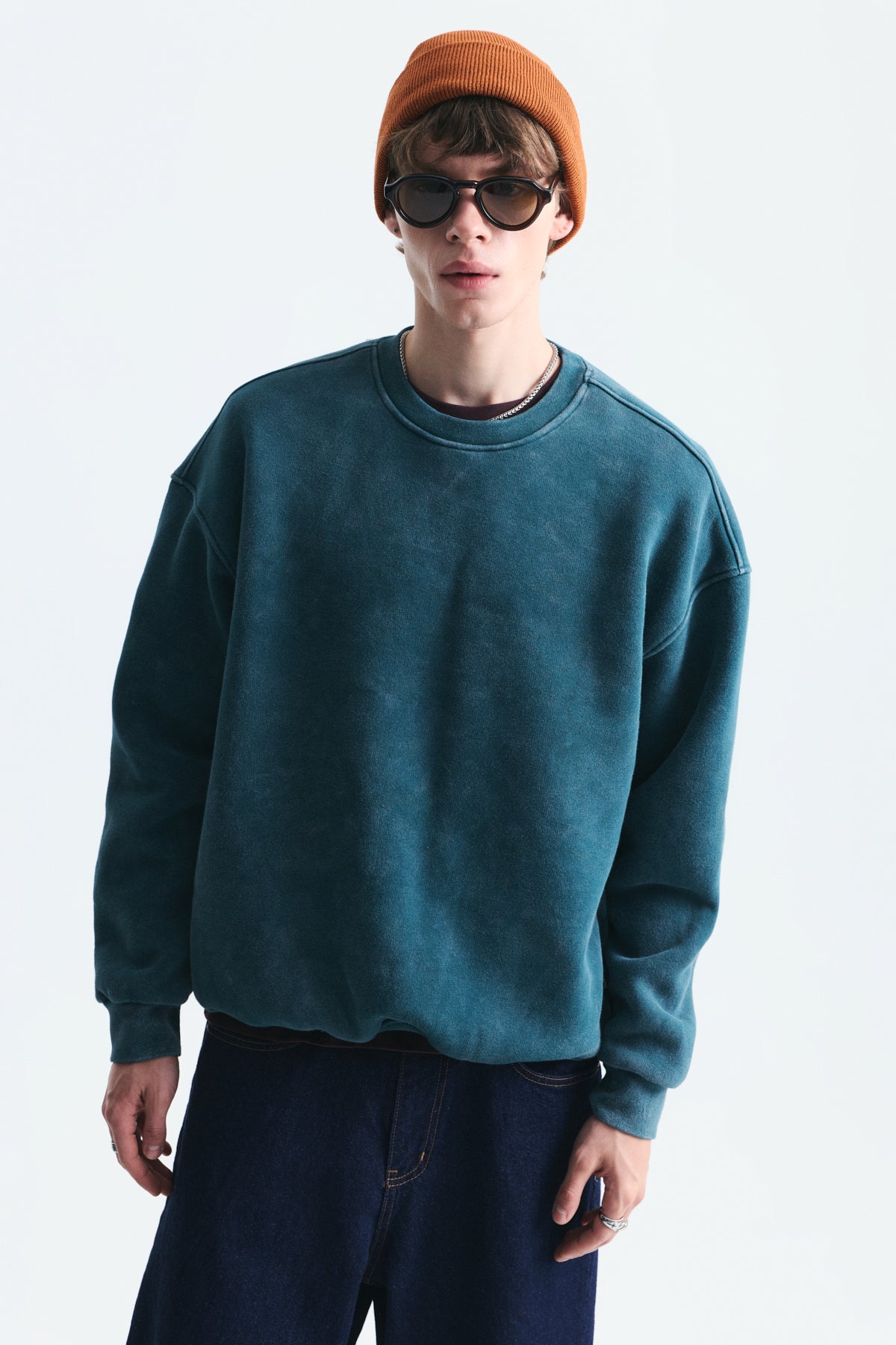 Basic Oversize Yıkamalı Sweatshirt