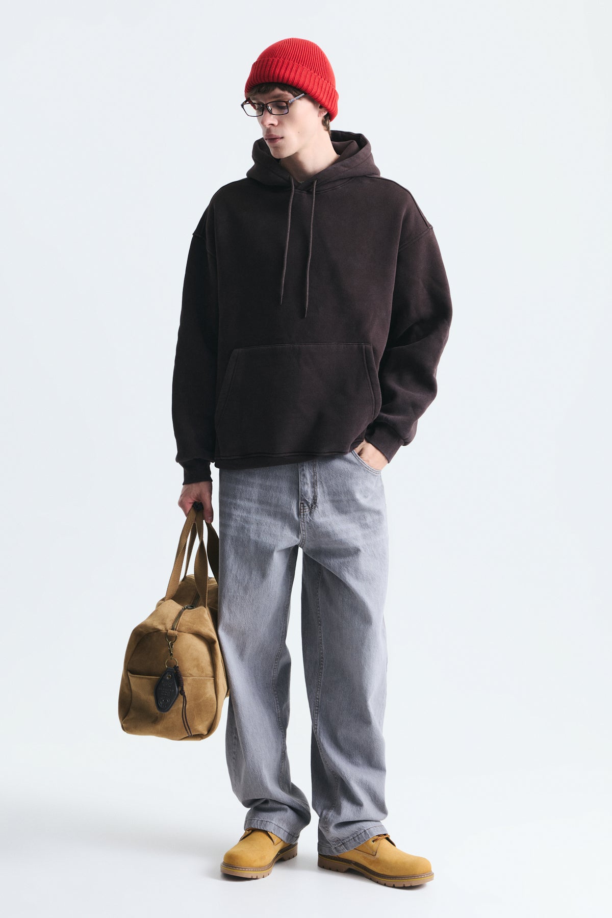 Basic Oversize Yıkamalı Hoodie