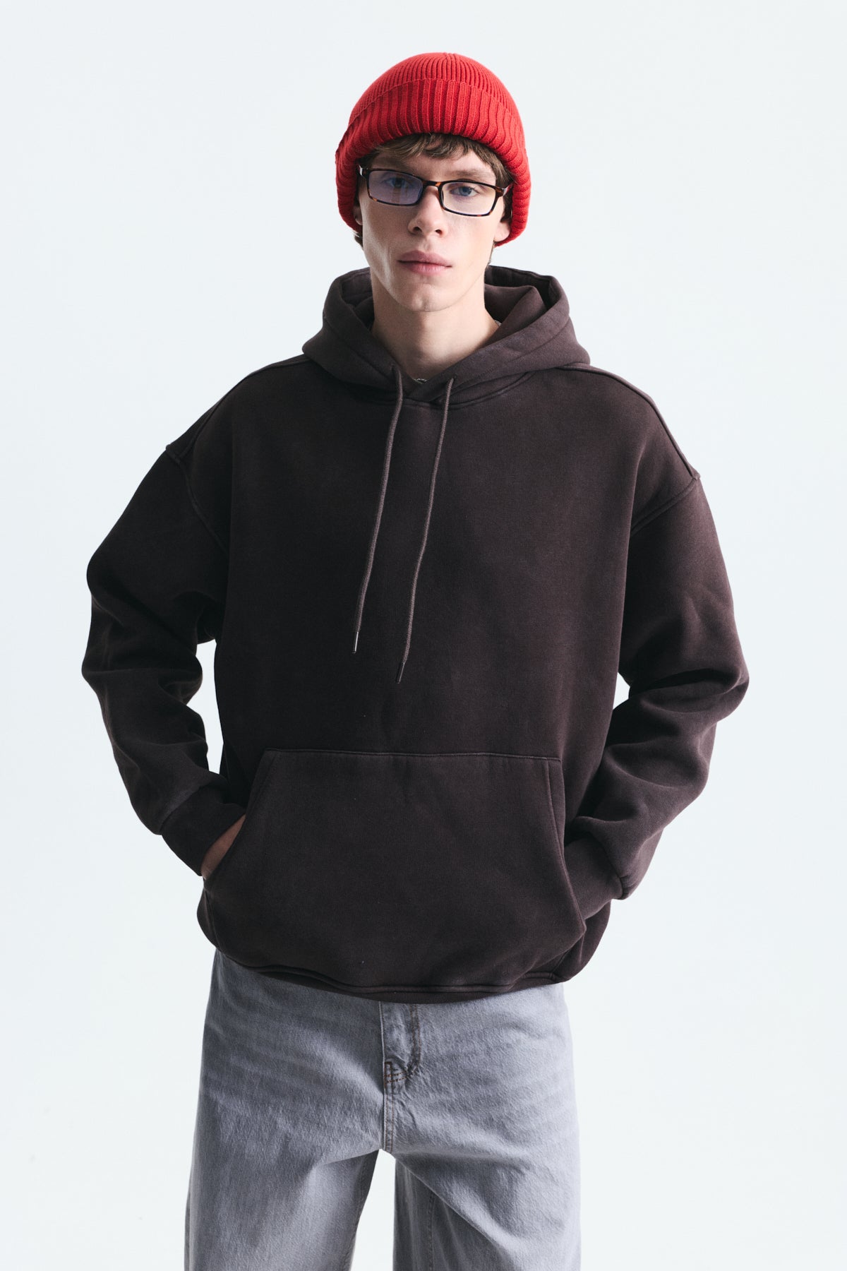 Basic Oversize Yıkamalı Hoodie