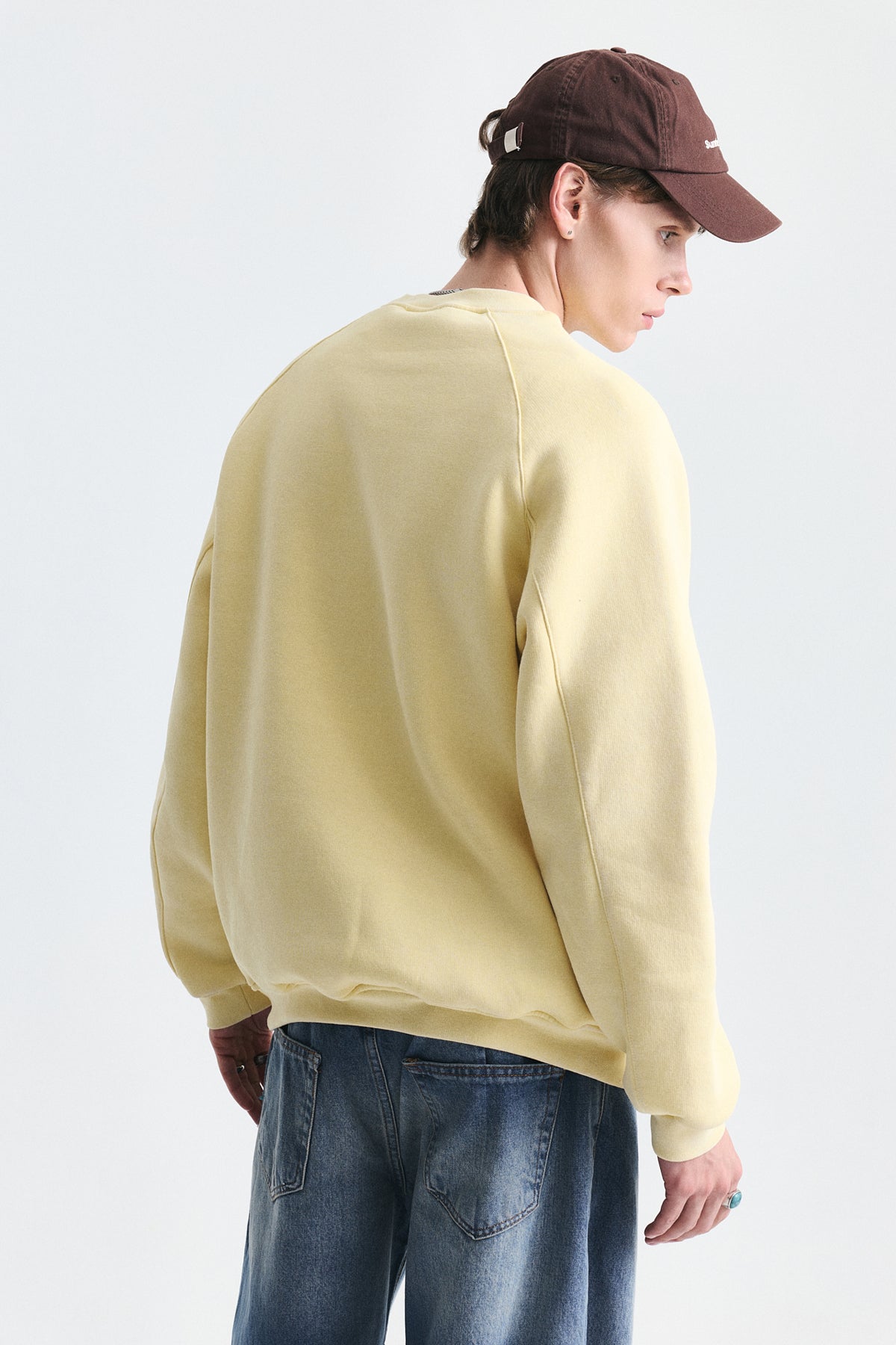 Oversize Baskılı Bisiklet Yaka Sweatshirt