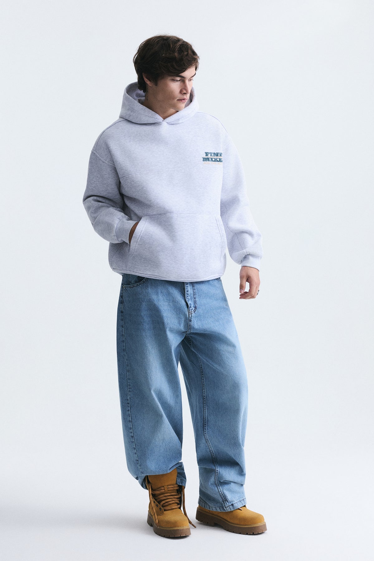 Oversize Yıkamalı Kapüşonlu Sweatshirt