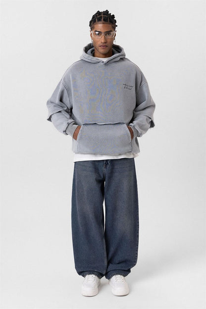 Oversize Baskılı Kol Detaylı Sweatshirt