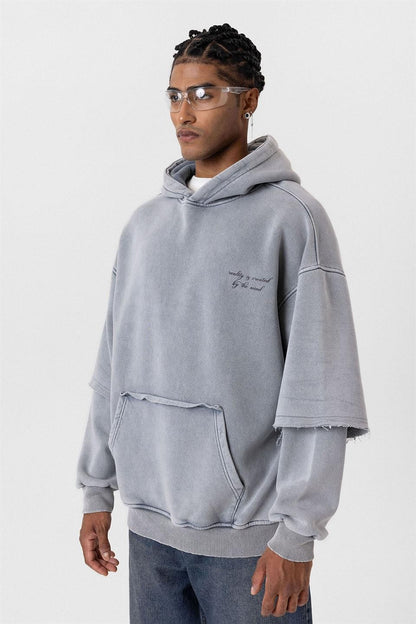 Oversize Baskılı Kol Detaylı Sweatshirt