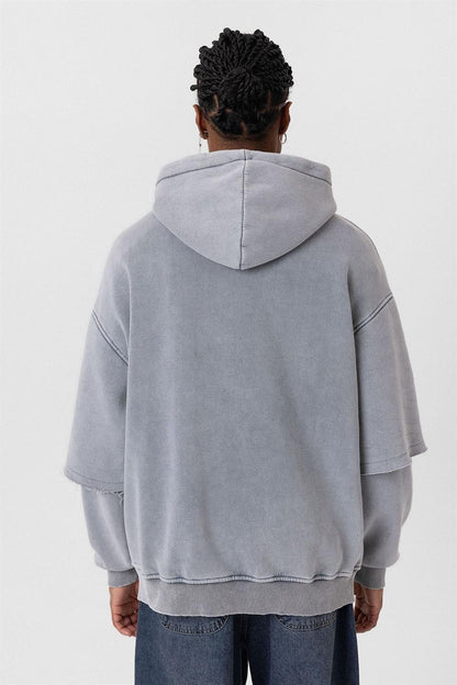Oversize Baskılı Kol Detaylı Sweatshirt