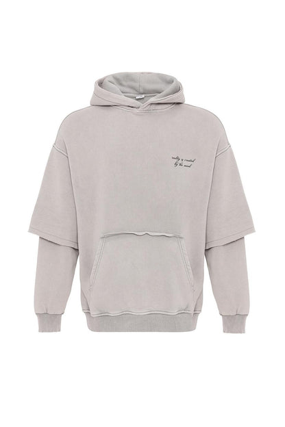 Oversize Baskılı Kol Detaylı Sweatshirt