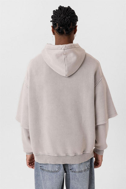 Oversize Baskılı Kol Detaylı Sweatshirt