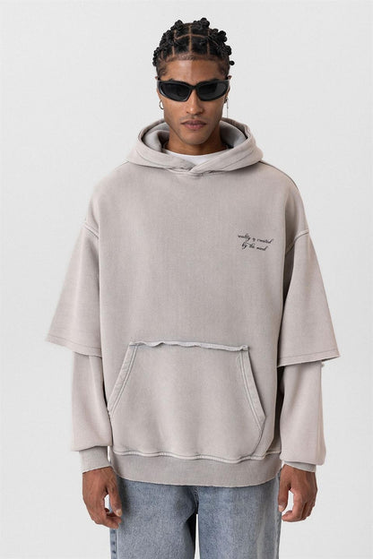 Oversize Baskılı Kol Detaylı Sweatshirt