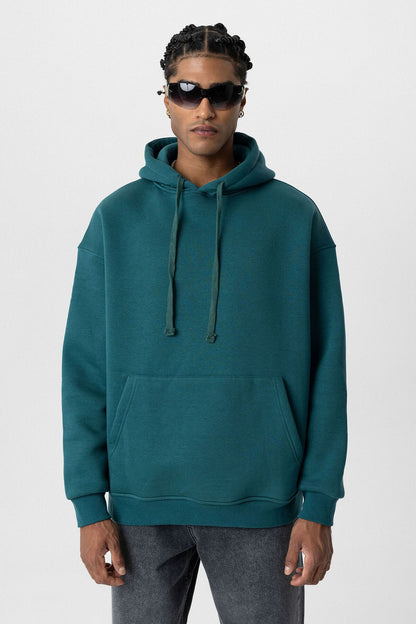 Basic Oversize Kapüşonlu Cep Detaylı Sweatshirt