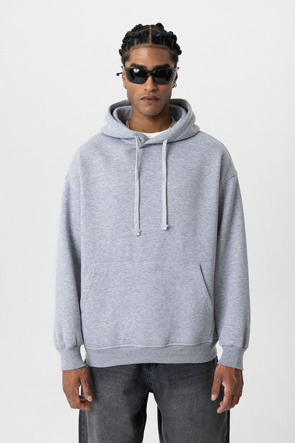 Basic Oversize Kapüşonlu Cep Detaylı Sweatshirt