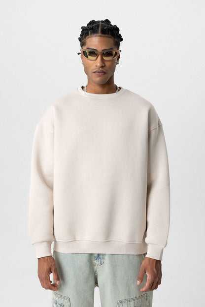 Basic Oversize Bisiklet Yaka Sweatshirt
