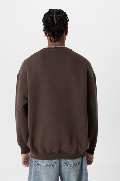 Basıc Oversize Bisiklet Yaka Sweatshirt