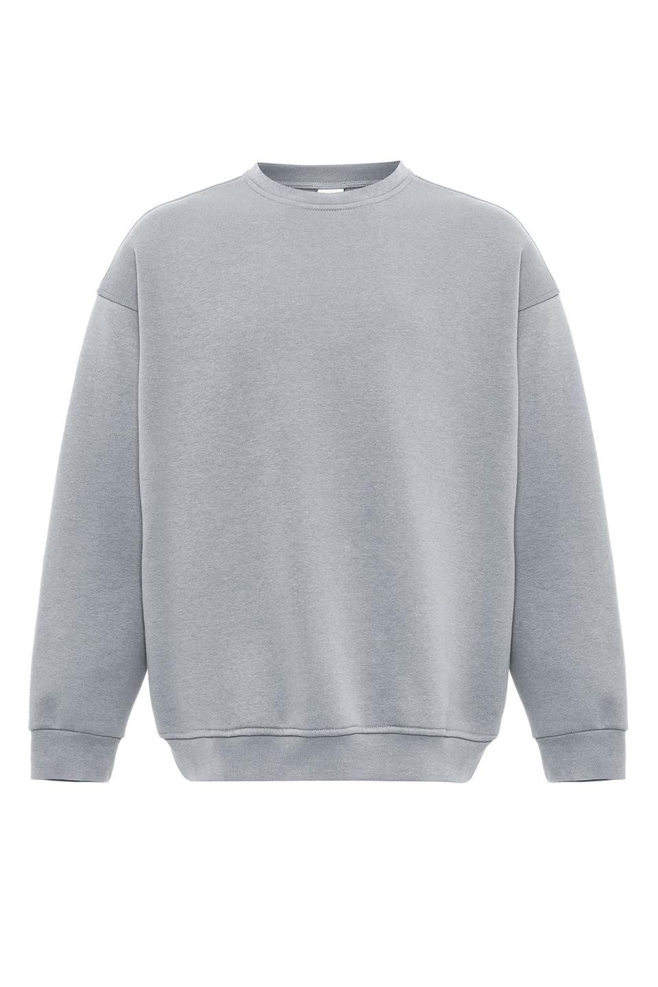 Basıc Oversize Bisiklet Yaka Sweatshirt
