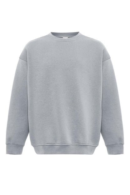 Basıc Oversize Bisiklet Yaka Sweatshirt