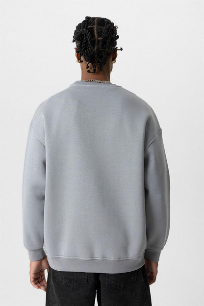 Basıc Oversize Bisiklet Yaka Sweatshirt