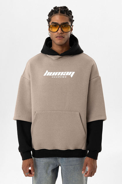 Baskılı Çift Kol Detaylı Oversize Sweatshirt