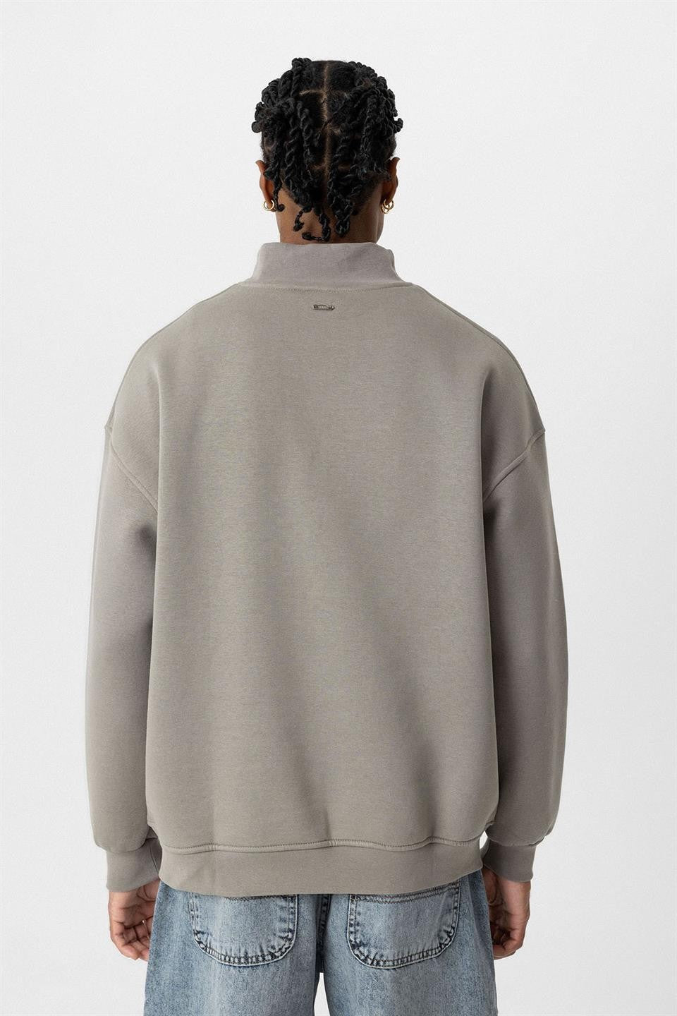 Basıc Oversize Balıkçı Yaka Sweatshirt