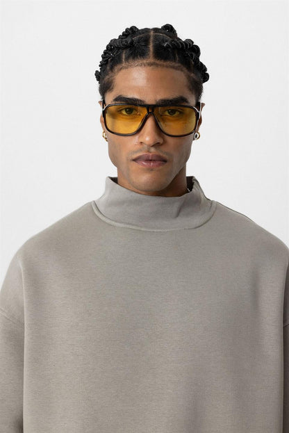 Basıc Oversize Balıkçı Yaka Sweatshirt