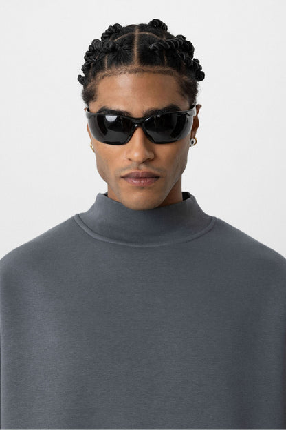 Basic Oversize Balıkçı Yaka Sweatshirt