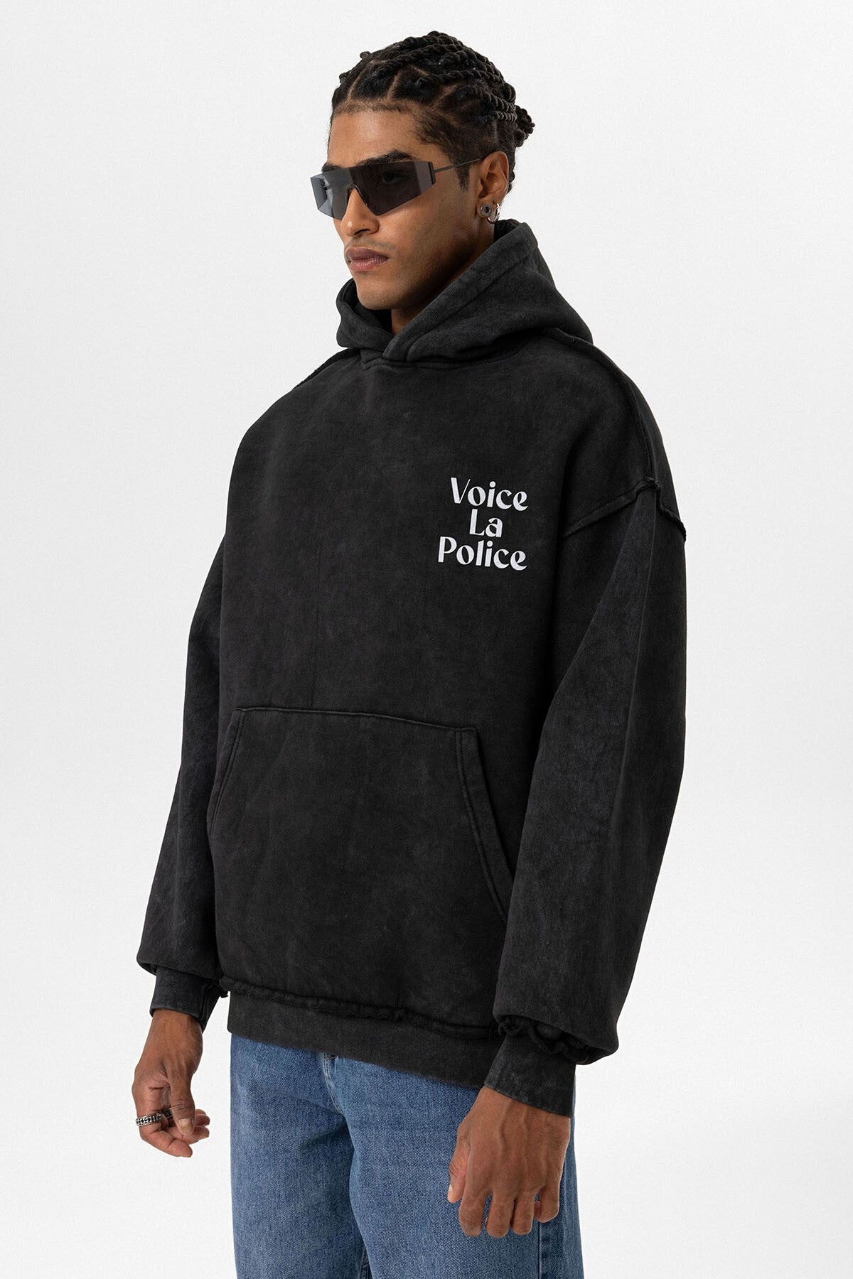 Arka Baskılı Oversize Kapüşonlu Sweatshirt V10-06