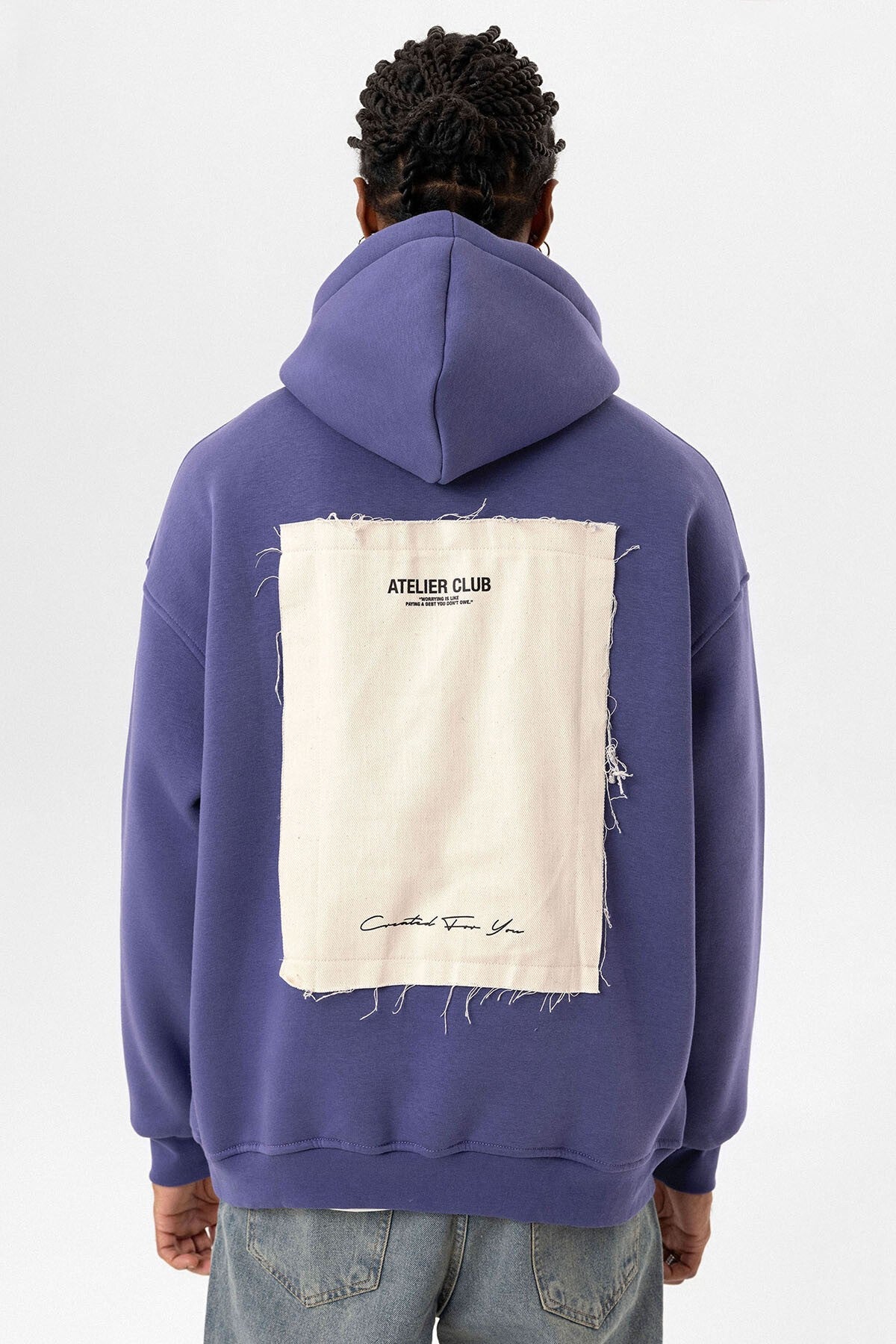 Etiket Detaylı Oversize Kapüşonlu Sweatshirt
