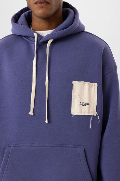 Etiket Detaylı Oversize Kapüşonlu Sweatshirt