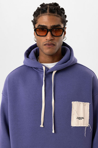 Etiket Detaylı Oversize Kapüşonlu Sweatshirt