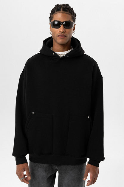 Cep Detaylı Kapüşonlu Oversize Sweatshirt