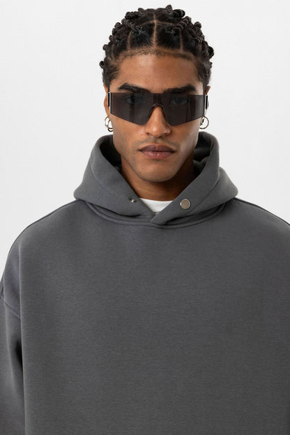 Cep Detaylı Kapüşonlu Oversize Sweatshirt