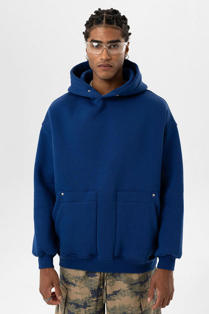 Cep Detaylı Kapüşonlu Oversize Sweatshirt