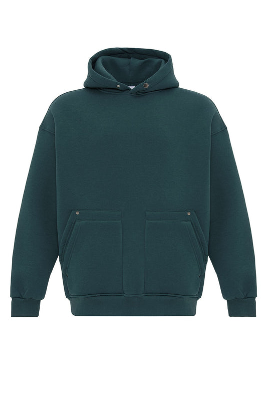 Cep Detaylı Kapüşonlu Oversize Sweatshirt