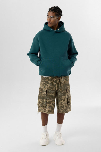 Cep Detaylı Kapüşonlu Oversize Sweatshirt