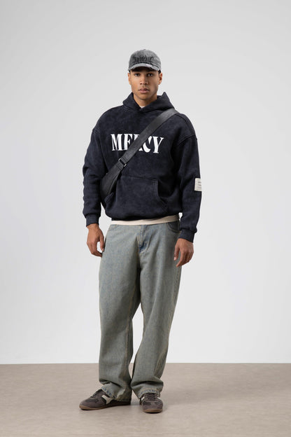 Kart Detaylı Yıkamalı Oversize Sweatshirt