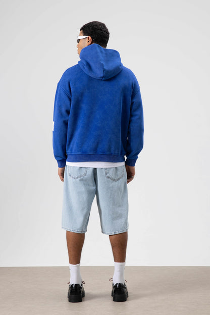 Kart Detaylı Yıkamalı Oversize Sweatshirt